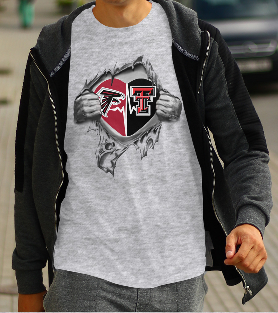 Falcons Texas Tech Heart Torn Open Competition T-Shirt