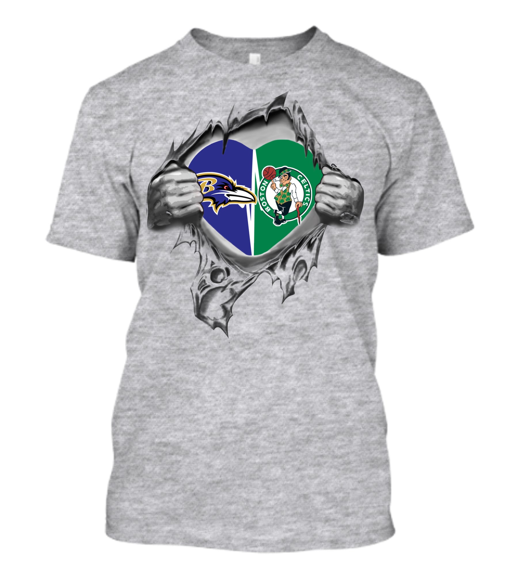 Baltimore Ravens Heart Boston Celtics T-Shirt