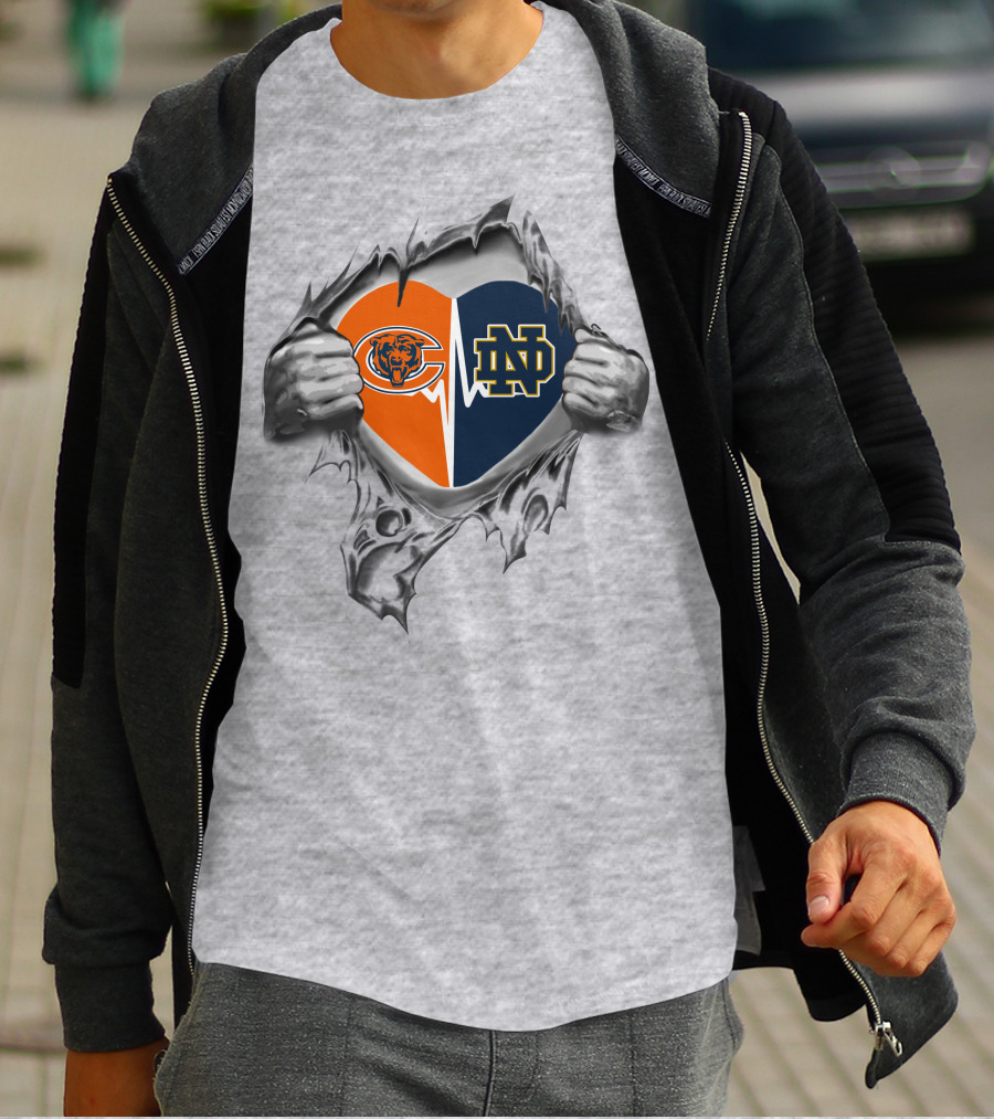 Bears Notre Dame Heart Split T-Shirt
