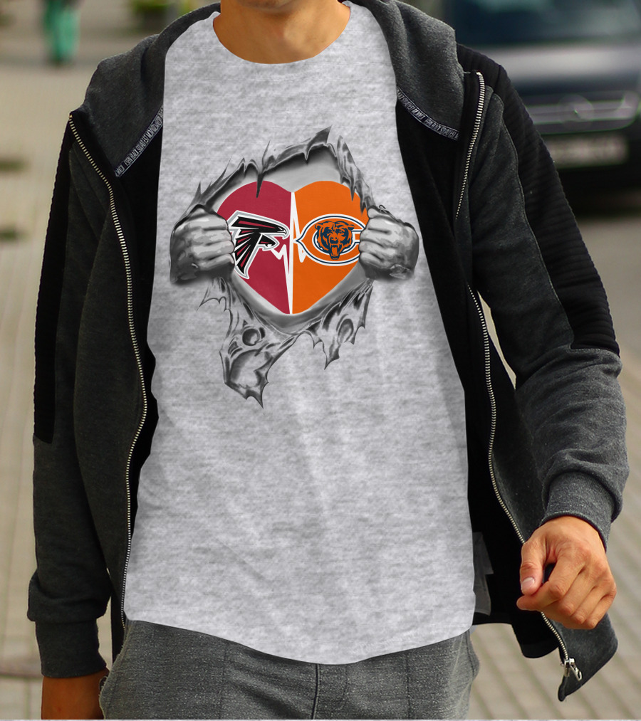 Falcons Bears Heart Logo Split T-Shirt