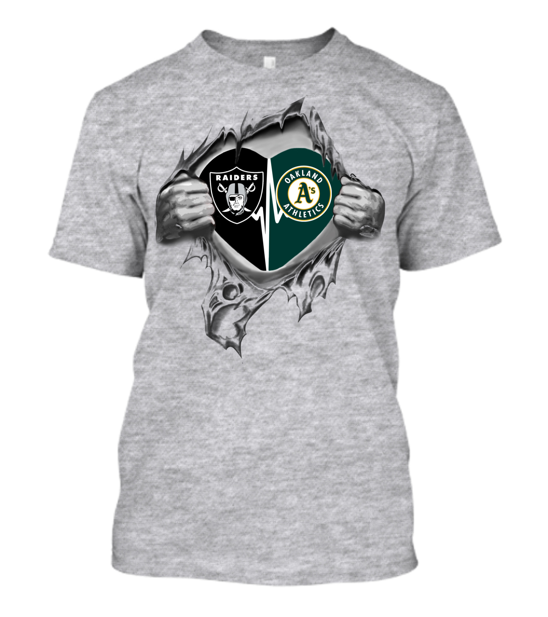 Raiders Oakland Athletics Heart Torn T-Shirt
