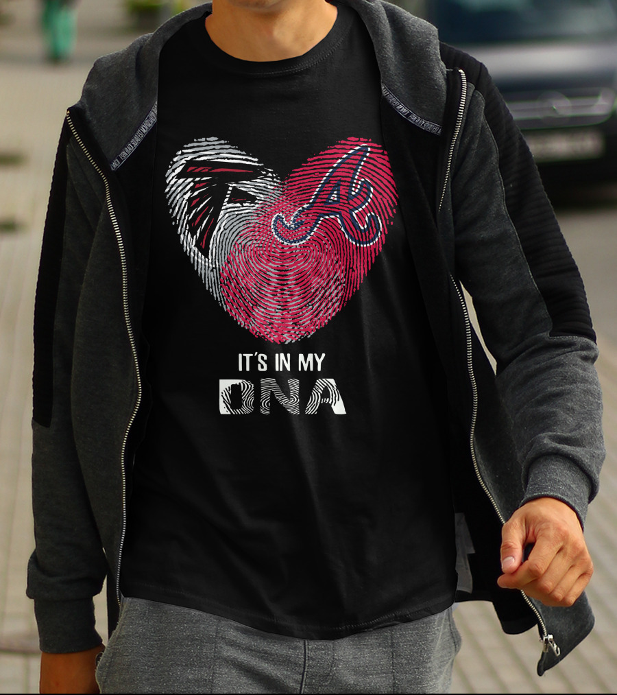 Falcons Braves It's In My Dna Fingerprint Heart T-Shirt