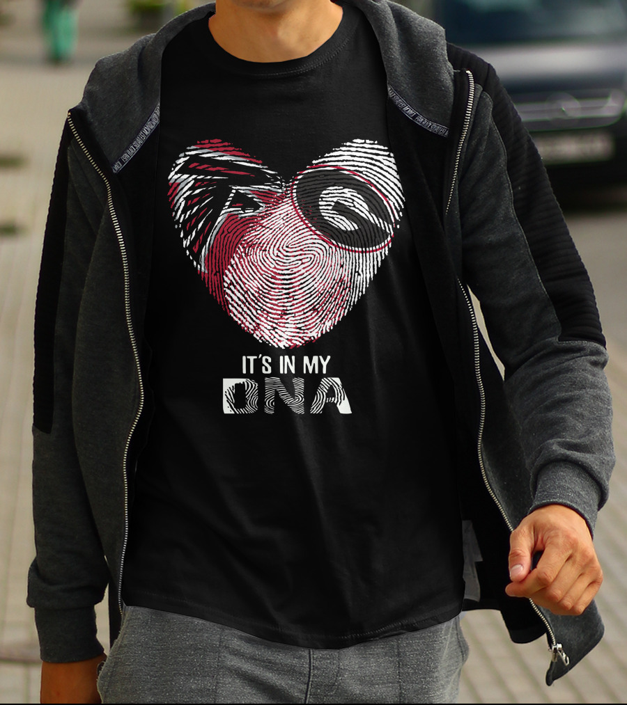 Falcons Bulldogs Heart It's In My Dna Fingerprint T-Shirt