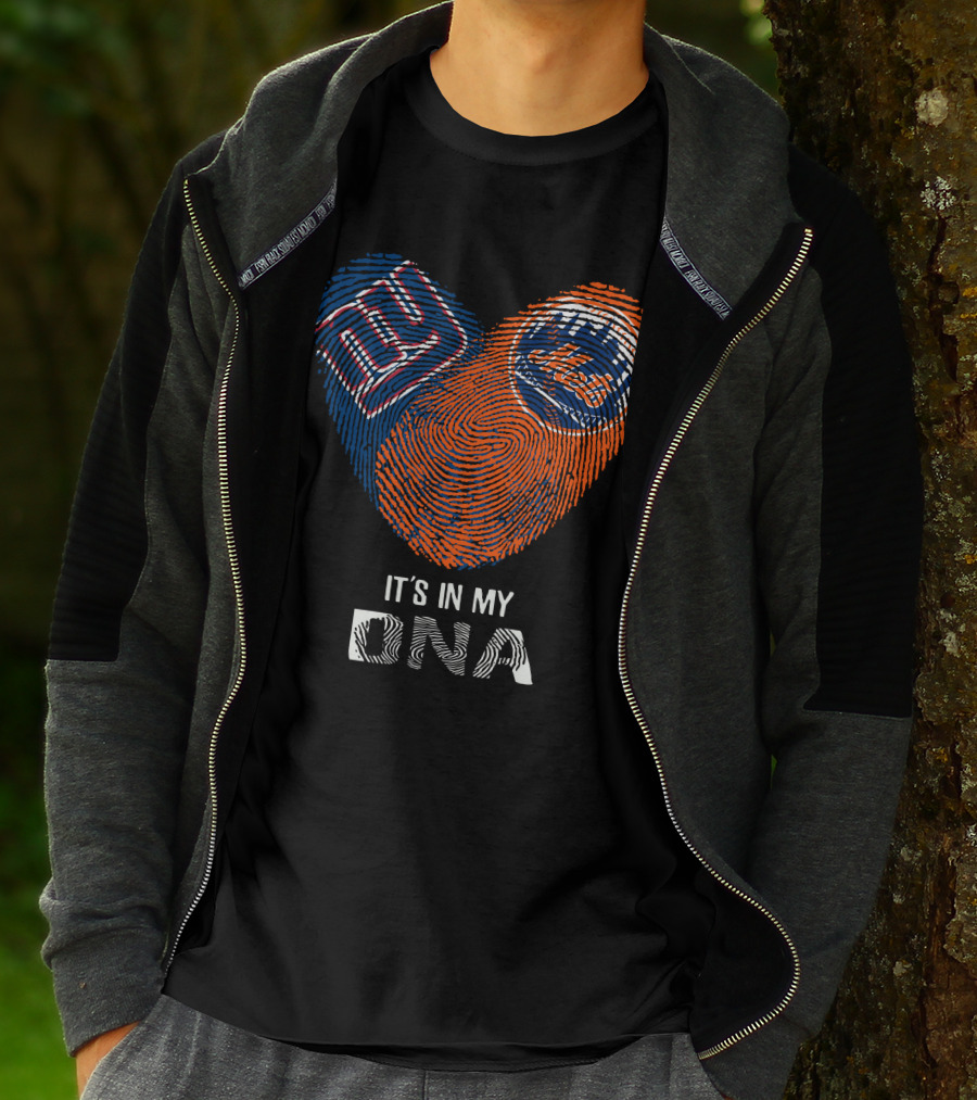 NY Giants Mets It's In My DNA Fingerprint Heart T-Shirt