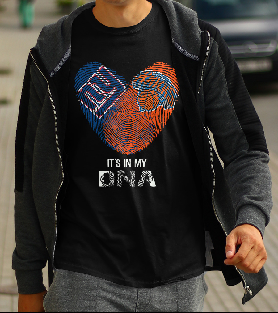 Giants Knicks It's In My DNA Fingerprint Heart T-Shirt