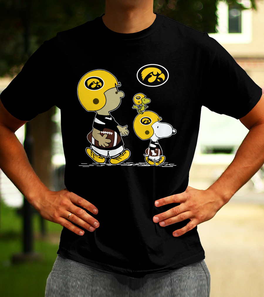 Iowa Hawkeyes Snoopy Football Peanuts Characters With Helmets T-Shirt