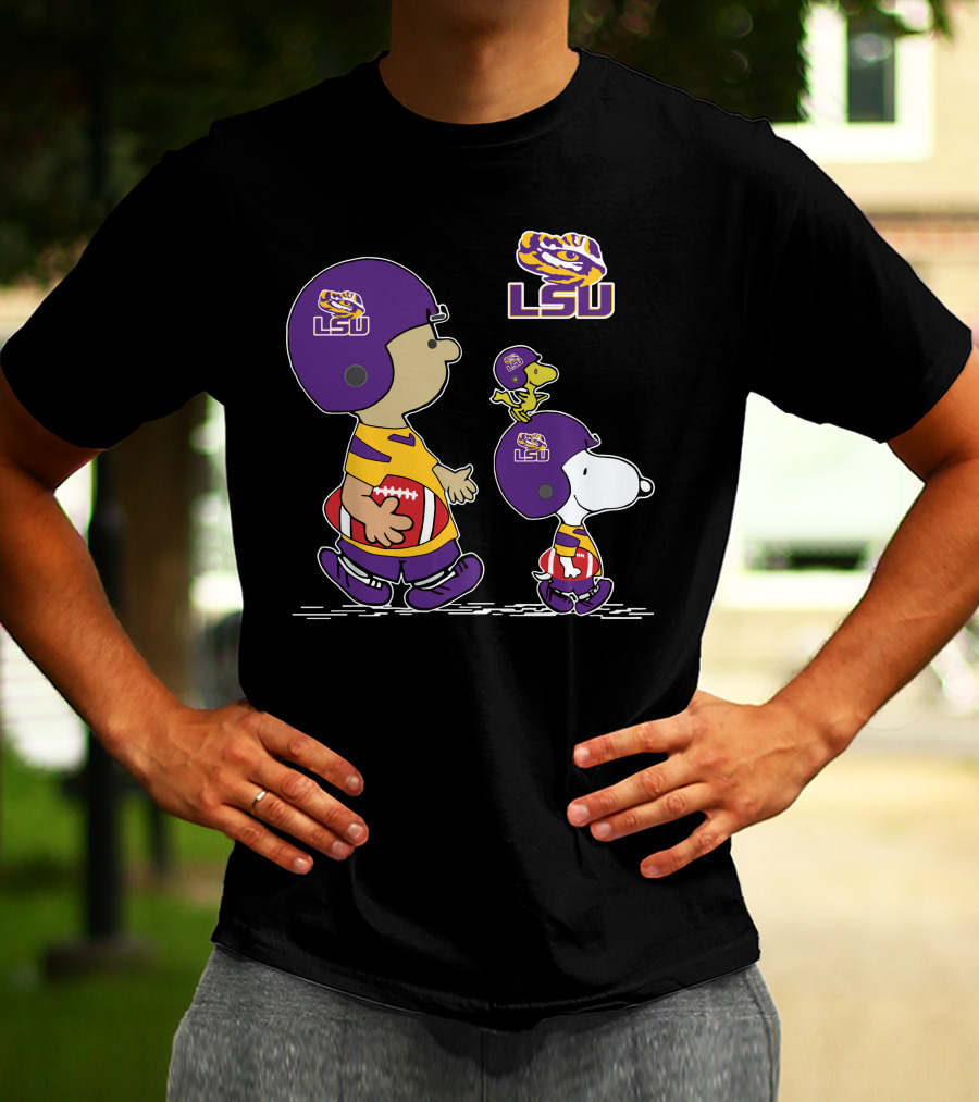 LSU Tigers Snoopy Football Charlie Brown Woodstock T-Shirt