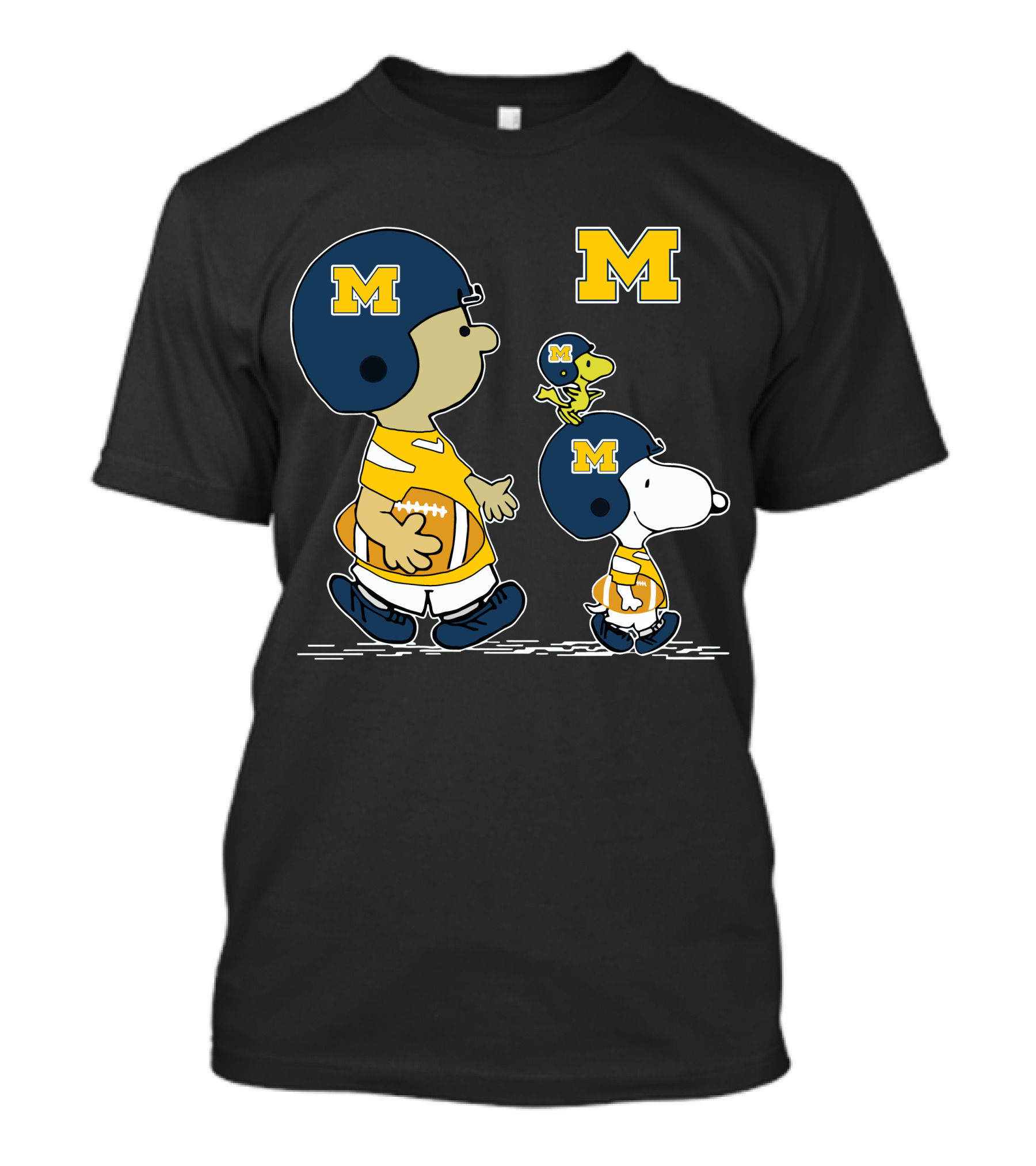 Michigan Wolverines Snoopy And Woodstock Football Helmets T-Shirt