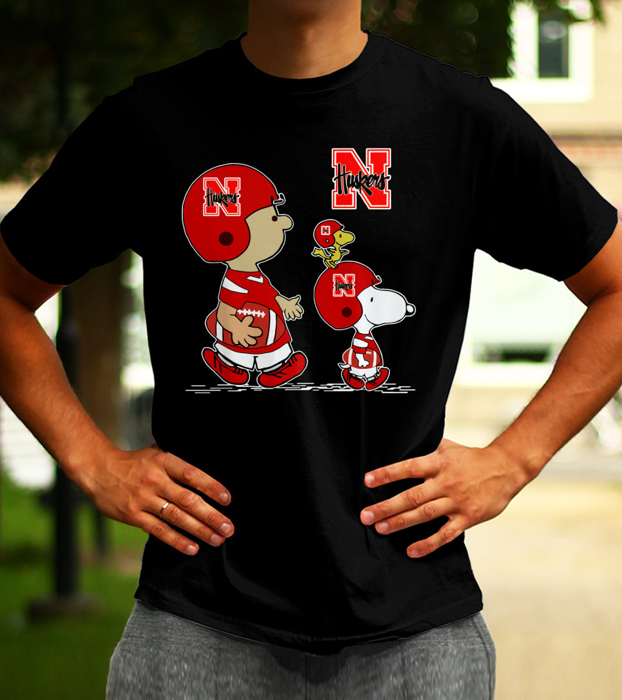 Nebraska Huskers Snoopy Woodstock Football Team Fan Gear T-Shirt