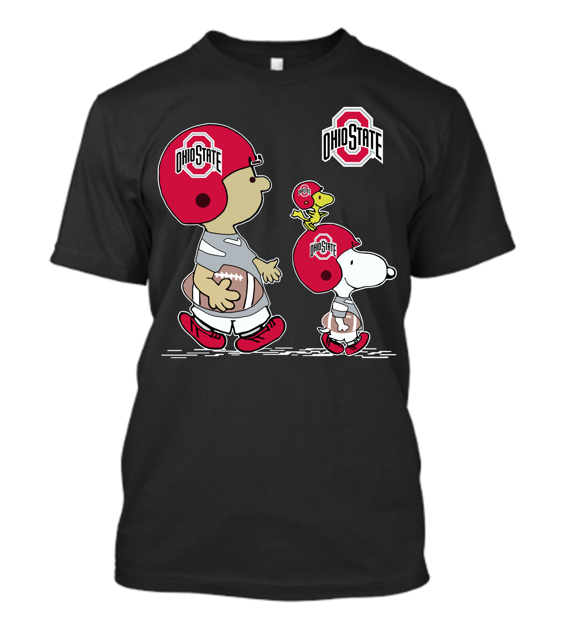 Ohio State Peanuts Snoopy Woodstock Football Team Helmets T-Shirt