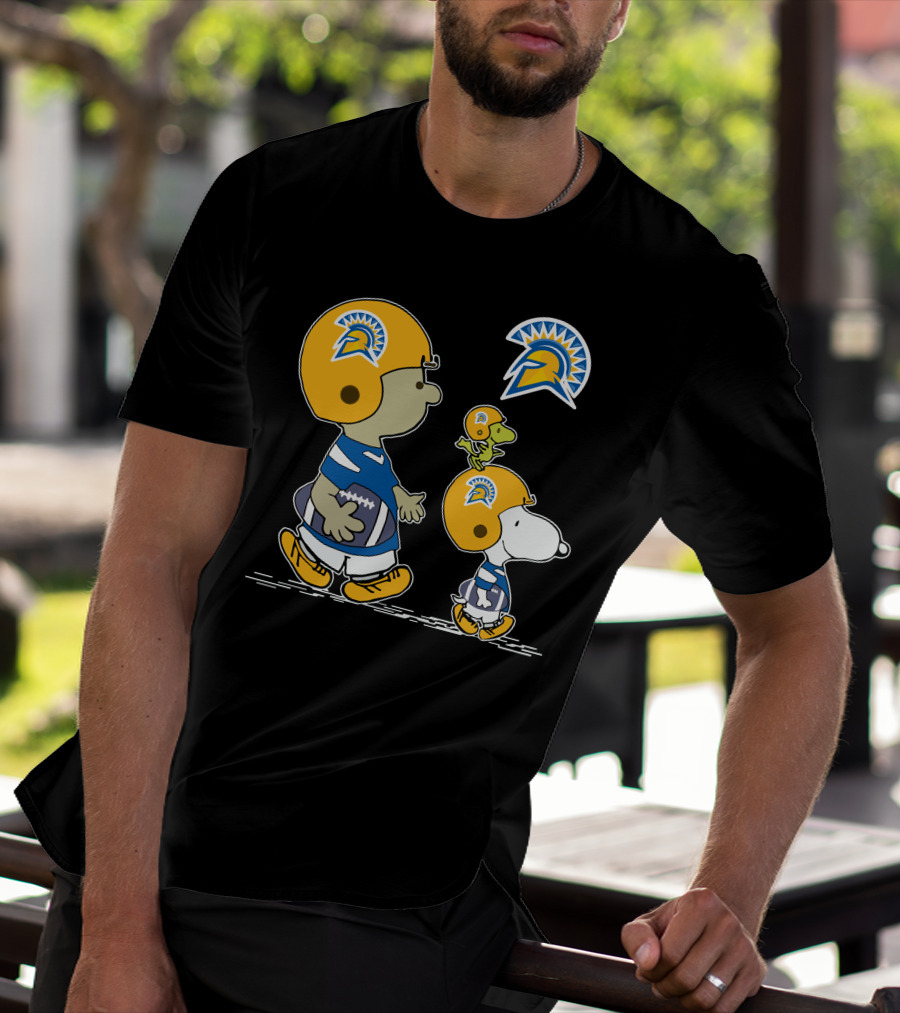 San Jose State Spartans Snoopy And Woodstock Football Helmet T-Shirt