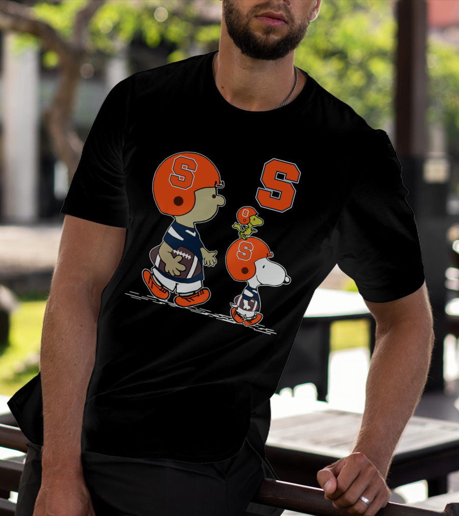 Syracuse Orange Peanuts Snoopy And Woodstock Football Team T-Shirt