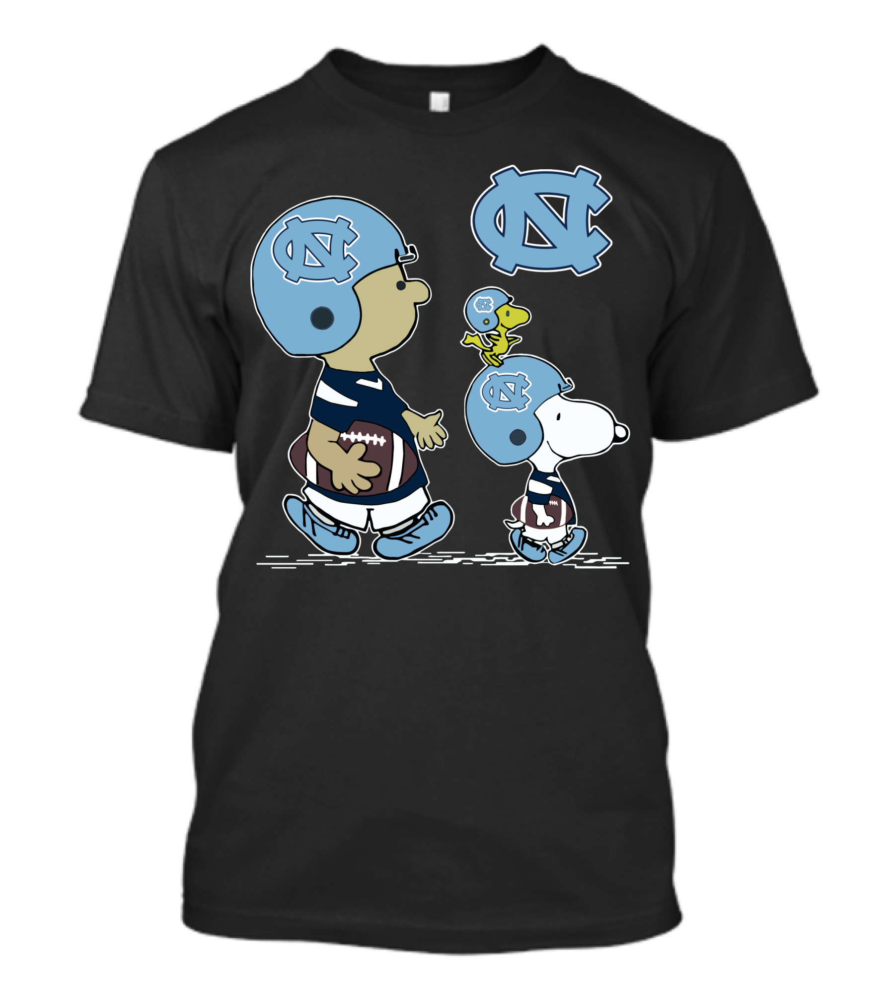 North Carolina Tar Heels Snoopy And Woodstock Football Helmets T-Shirt