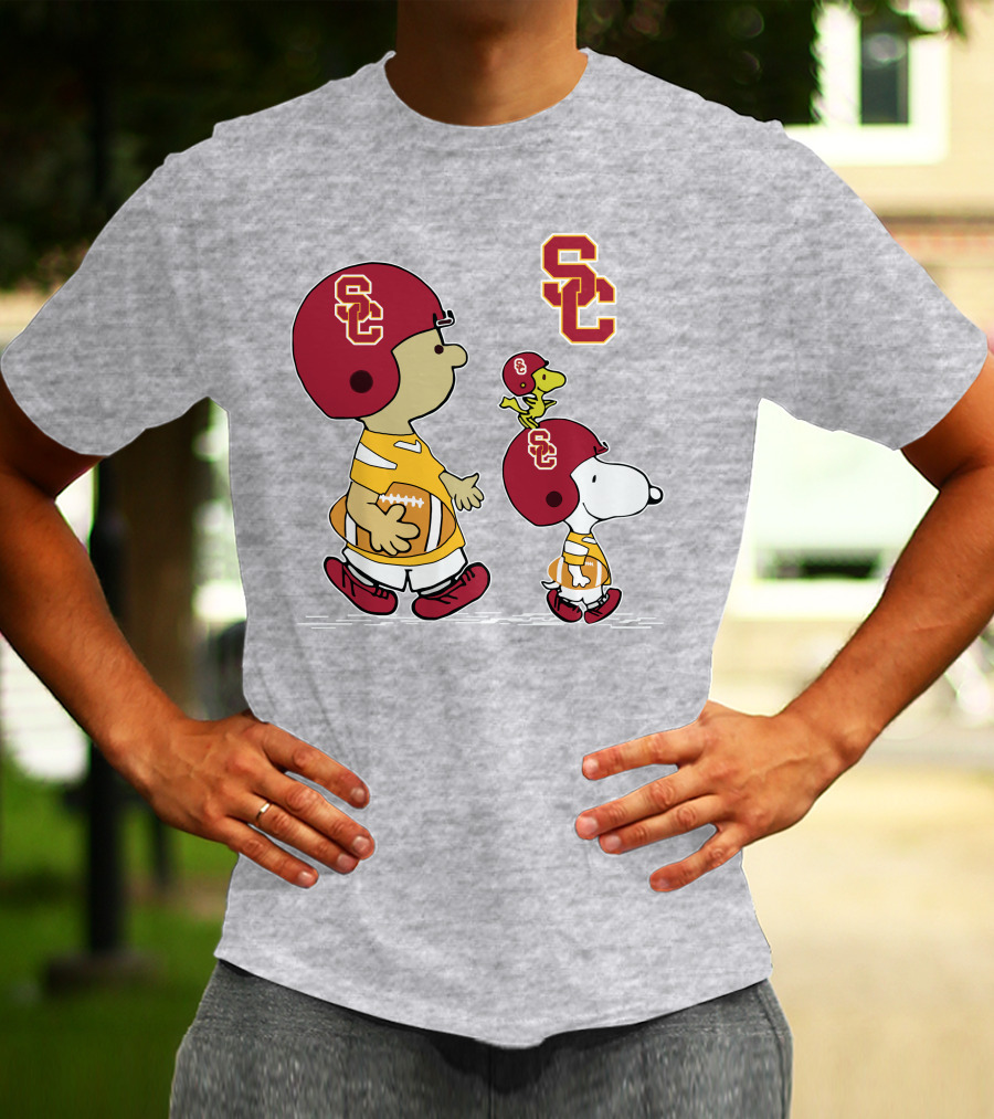 USC Trojans Snoopy Charlie Brown Woodstock Football Helmets T-Shirt
