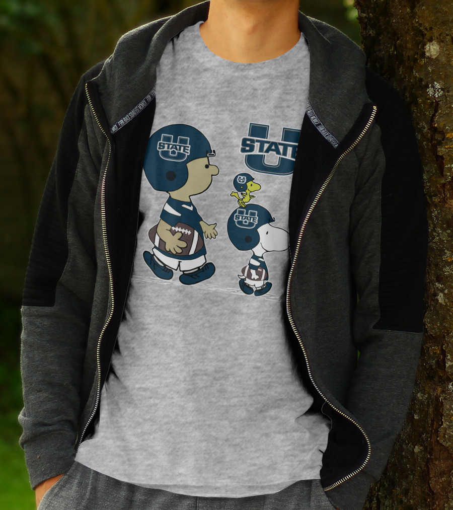 Utah State Football Snoopy And Woodstock Peanuts Characters T-Shirt