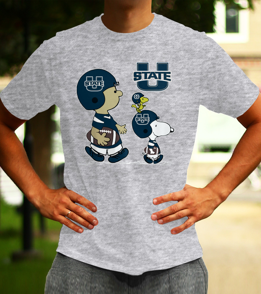 Utah State Football Snoopy And Woodstock Peanuts Characters T-Shirt