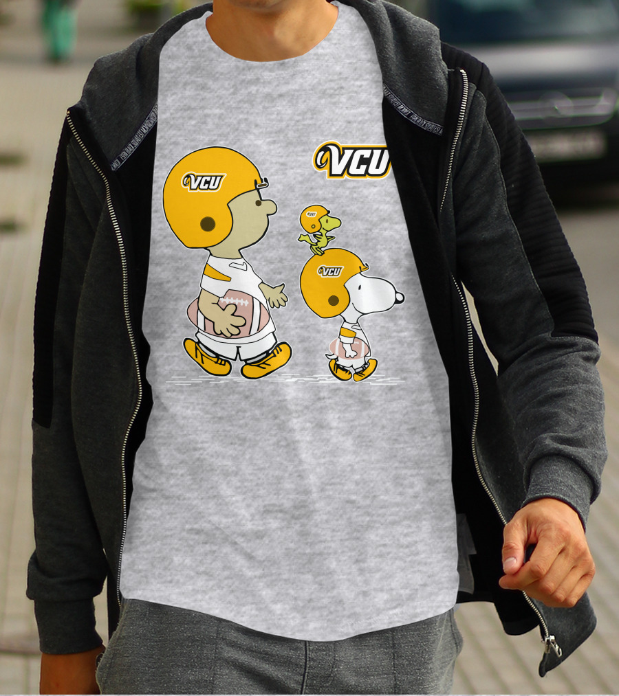 VCU Football Snoopy And Woodstock In Helmets T-Shirt