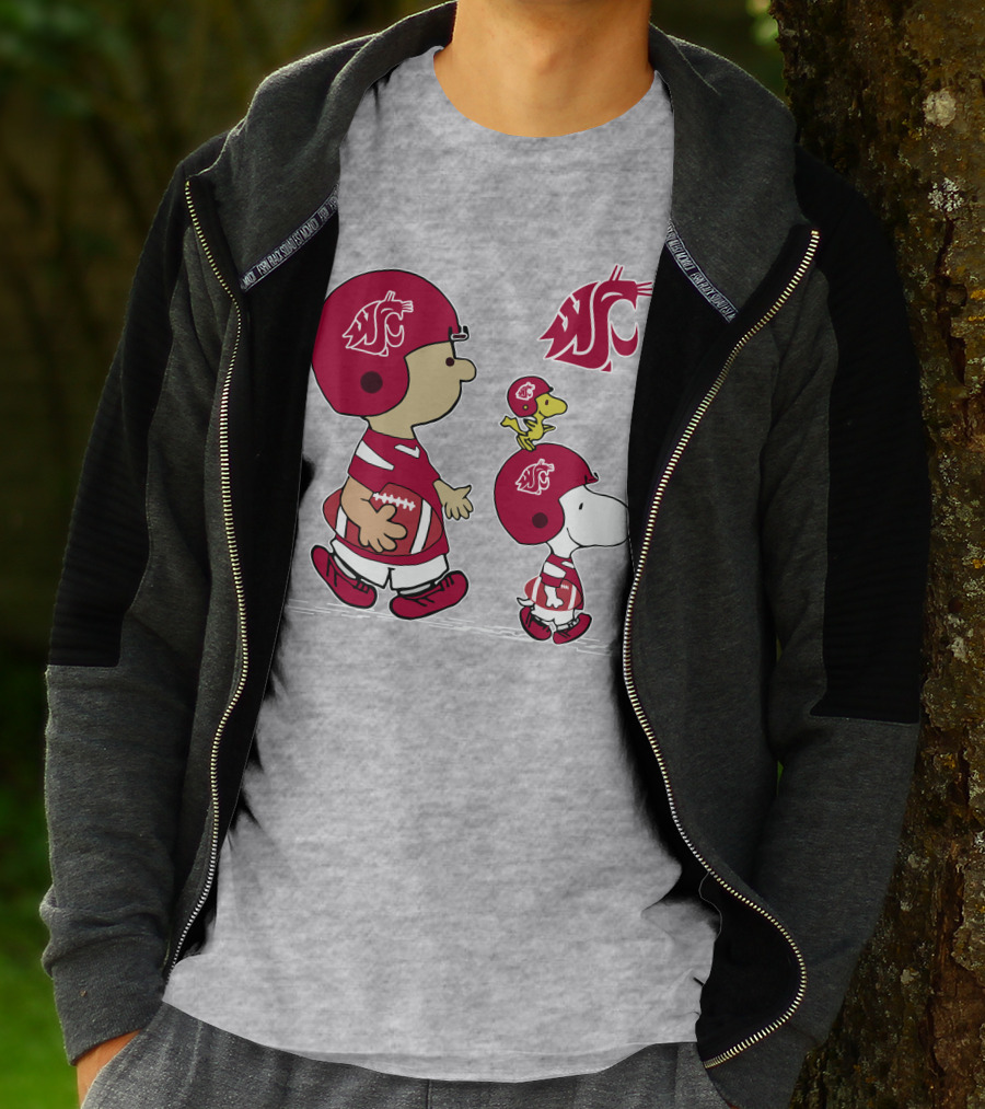 Washington State Cougars Snoopy Football Peanuts T-Shirt