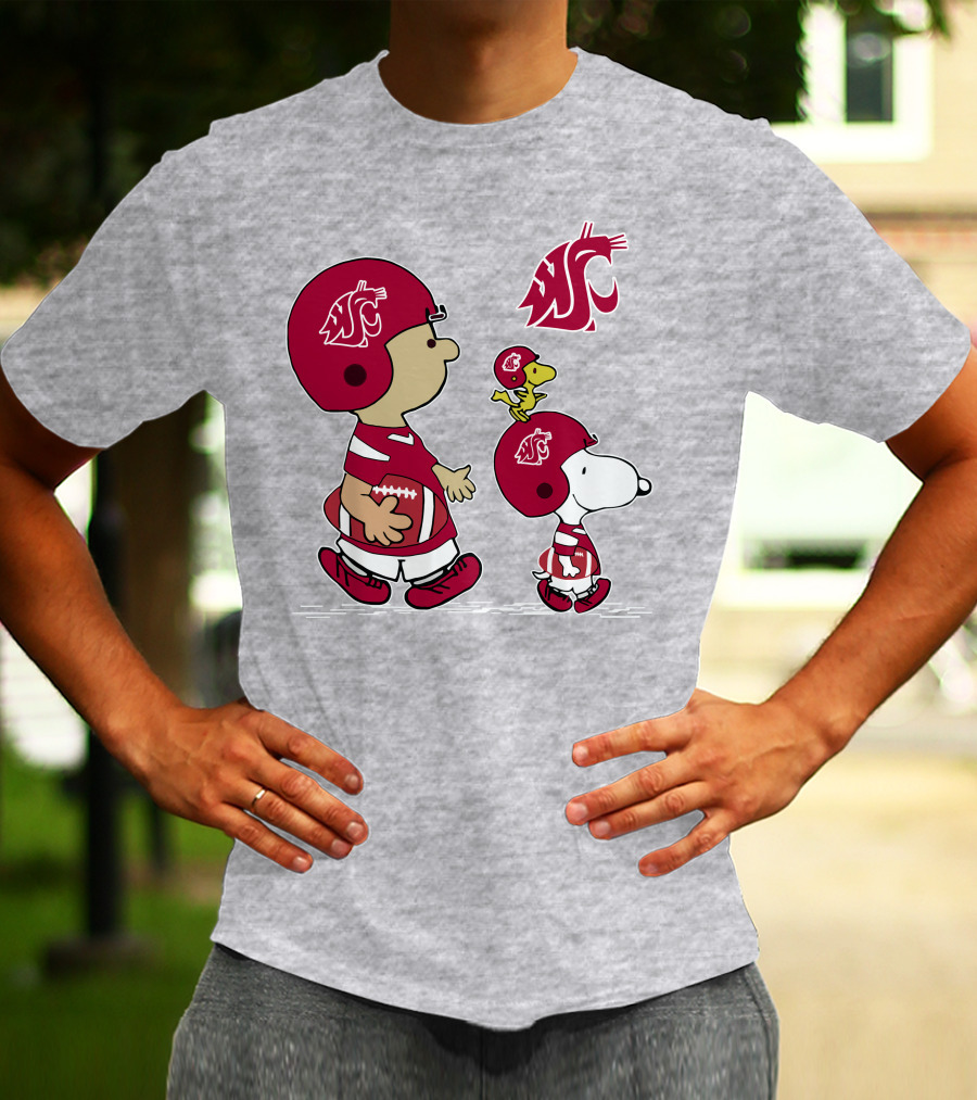 Washington State Cougars Snoopy Football Peanuts T-Shirt