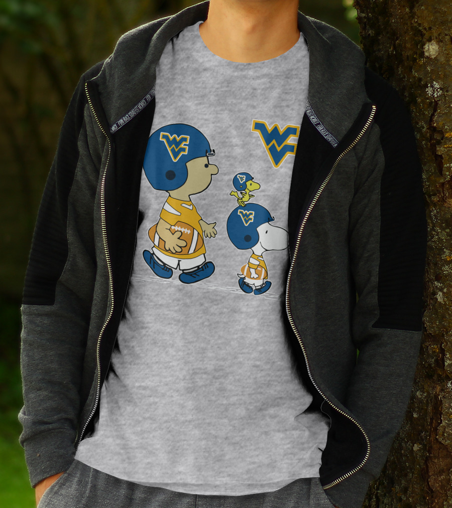 Snoopy WVU Football WV Logo Peanuts Charlie Brown Woodstock T-Shirt