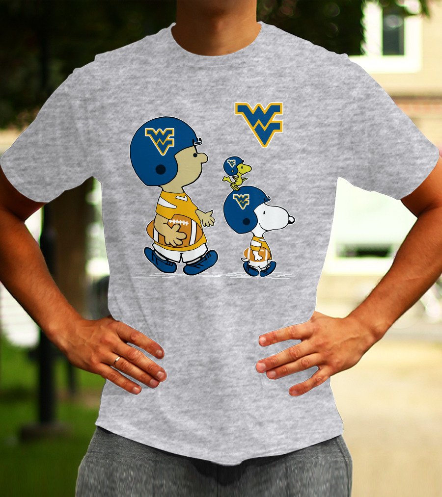 Snoopy WVU Football WV Logo Peanuts Charlie Brown Woodstock T-Shirt
