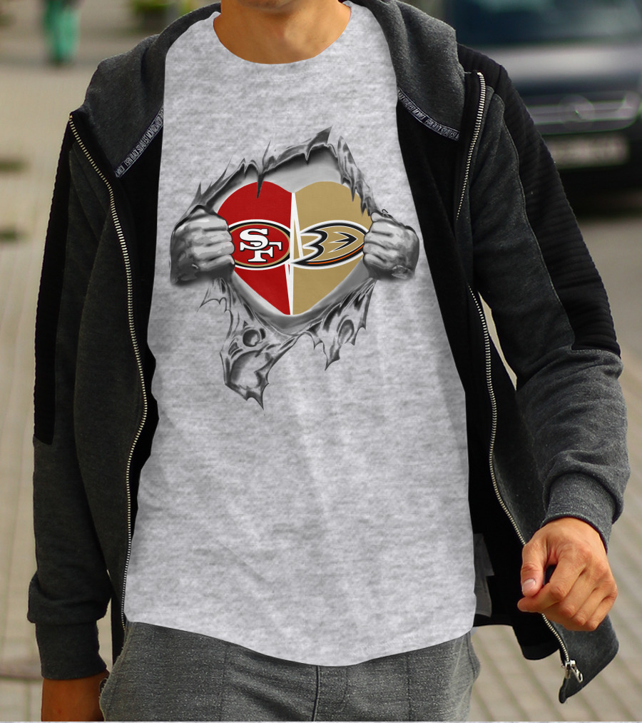 SF 49ers Anaheim Ducks Heart T-Shirt