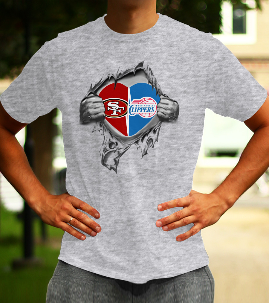SF 49Ers Los Angeles Clippers Heart T-Shirt