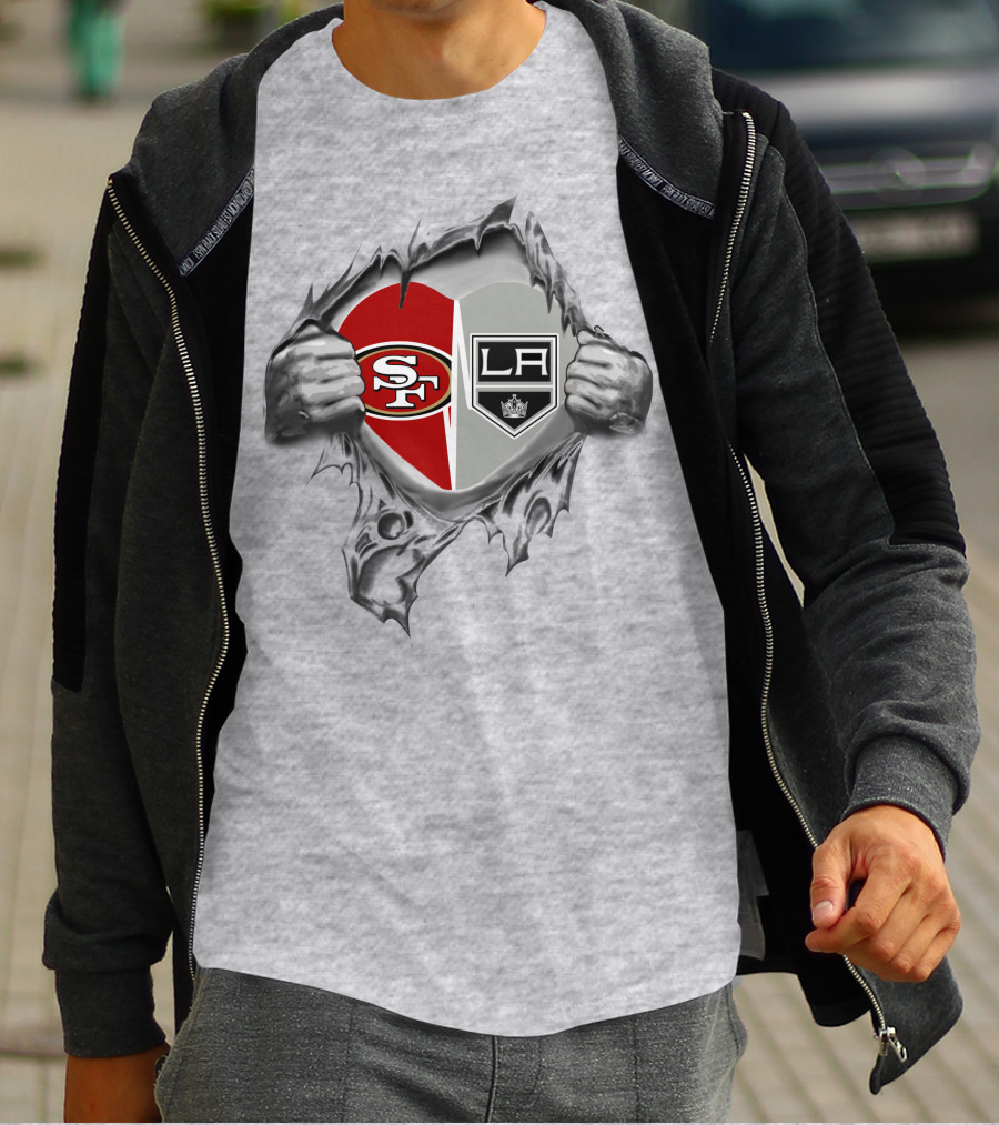 SF 49ers Los Angeles Kings Heart T-Shirt