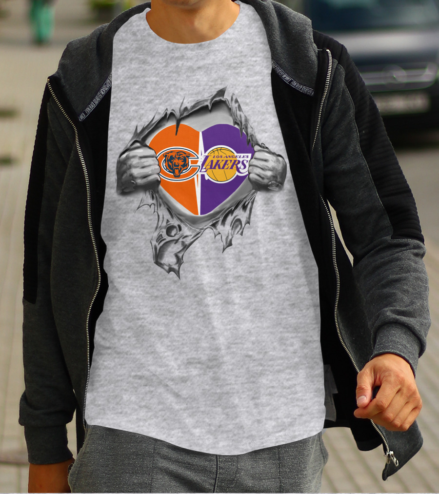Bears Lakers Logo Heart T-Shirt