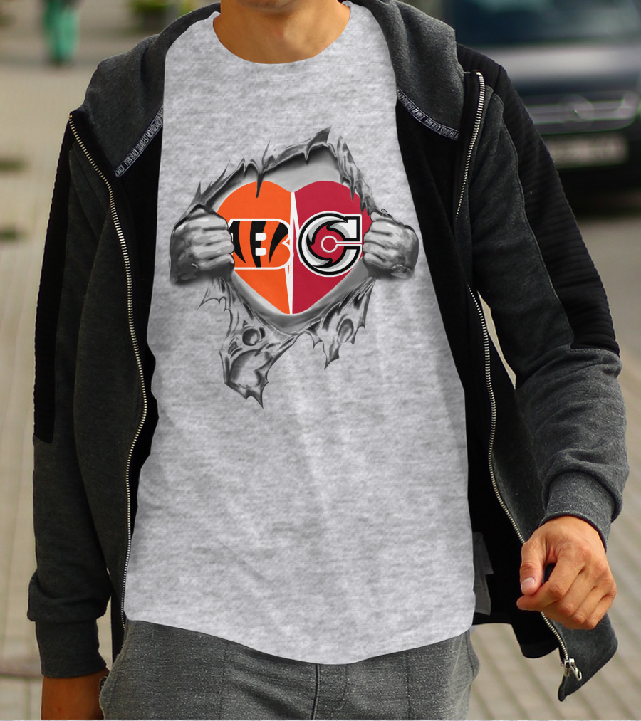 Bengals Cyclones Logo Heart Split T-Shirt