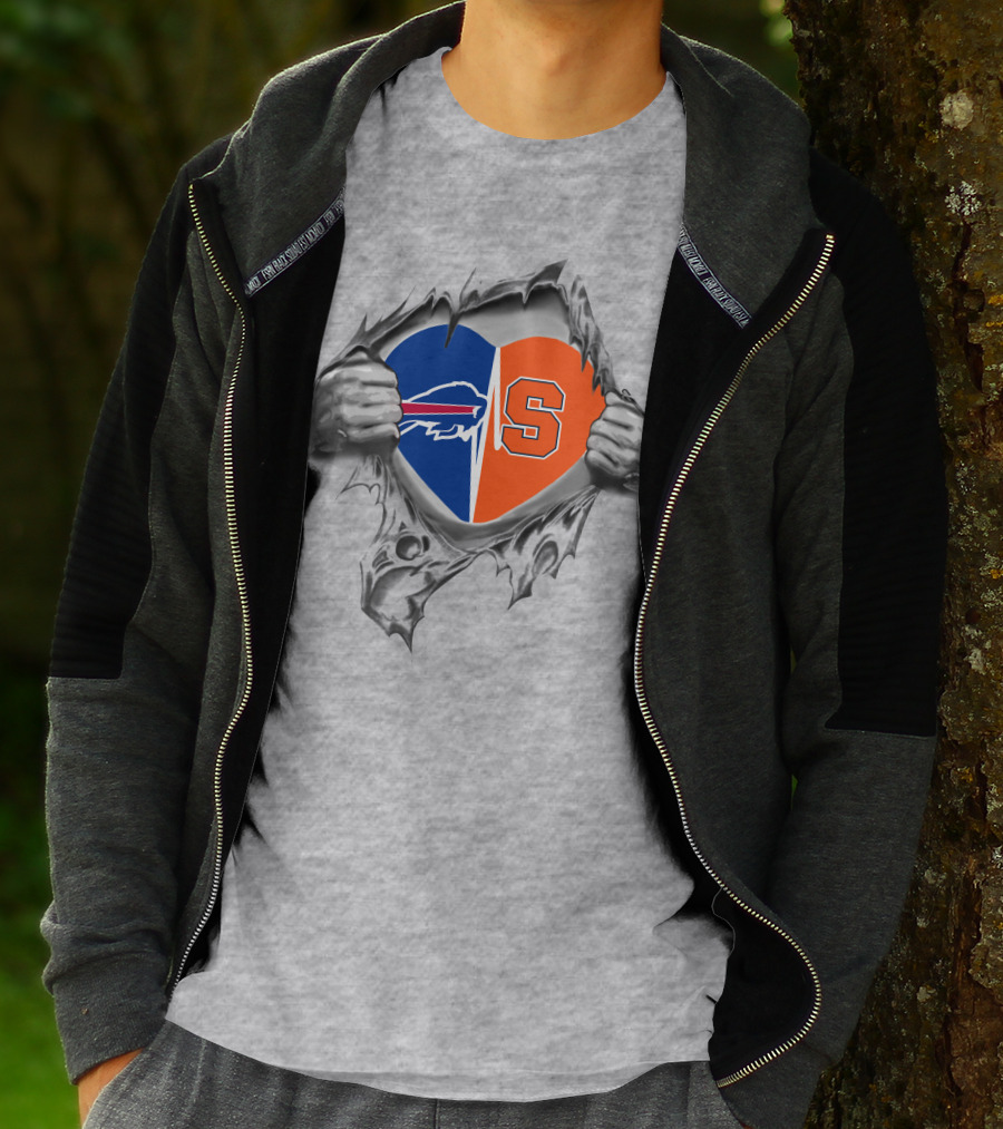 Buffalo Bills Syracuse Orange Heart Symbol Fusion T-Shirt