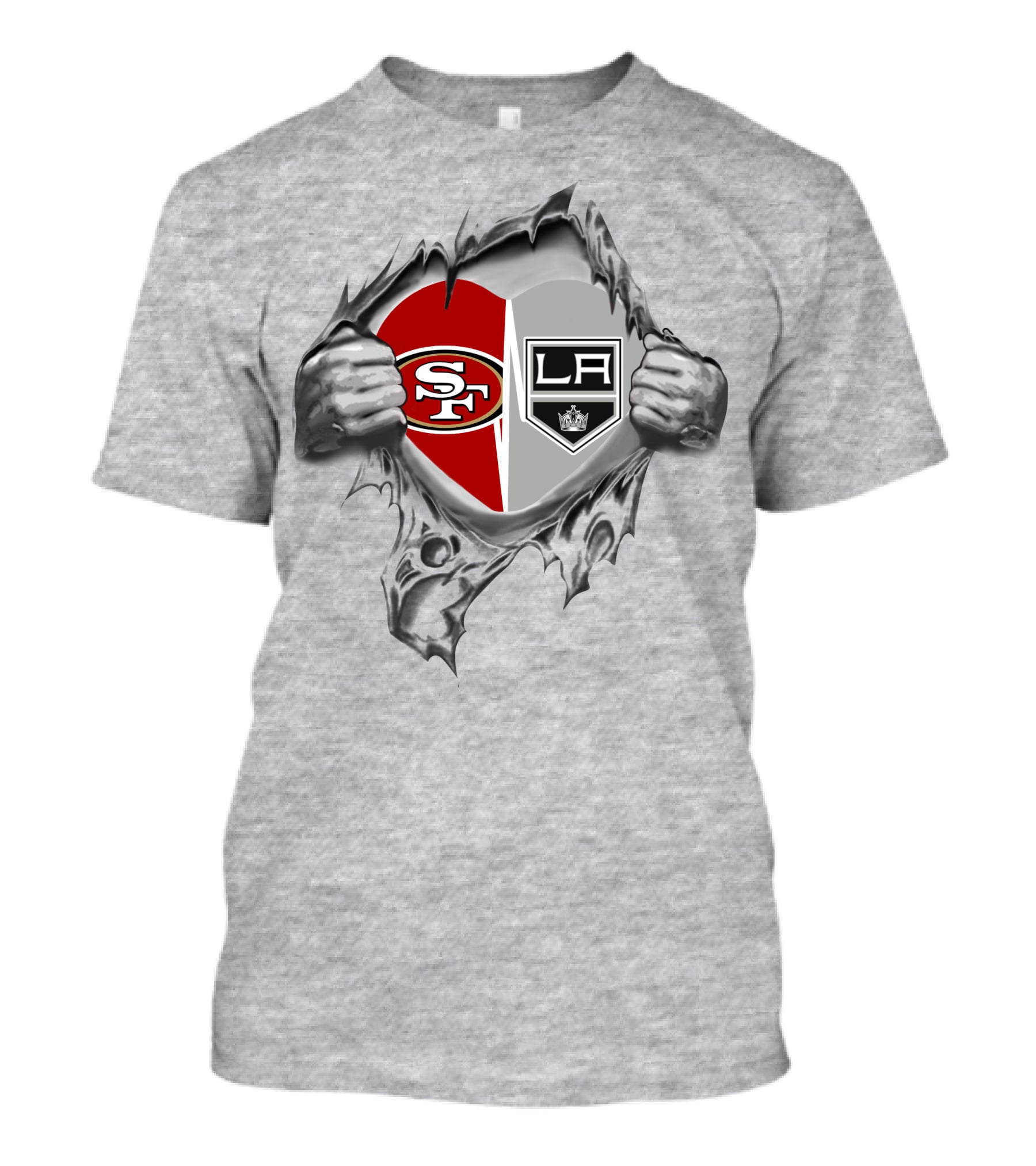 SF 49ers Los Angeles Kings Heart Inside T-Shirt
