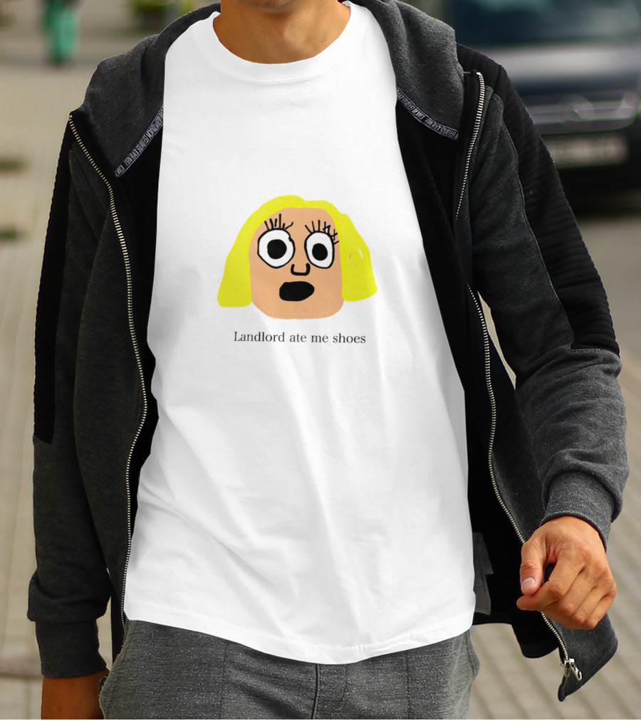 Landlord Ate Me Shoes Blonde Cartoon Face T-Shirt