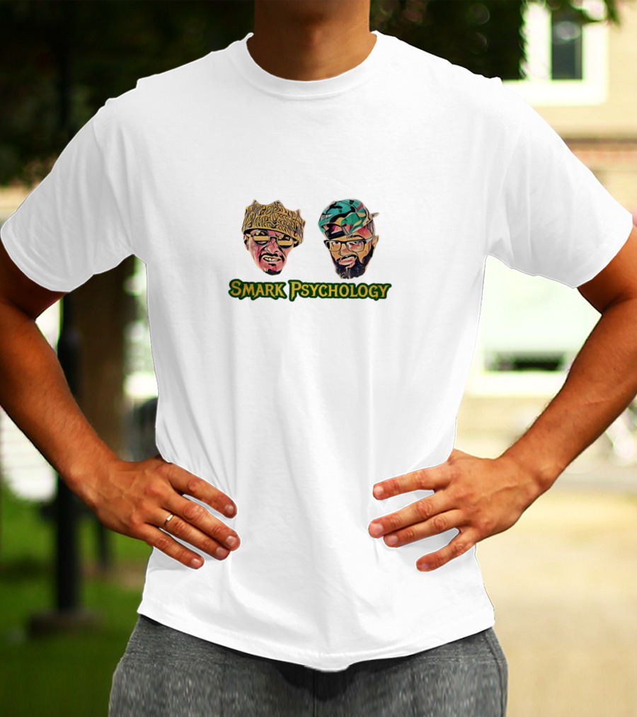 Smark Psychology Two Illustrated Faces With Hats And Glasses T-Shirt