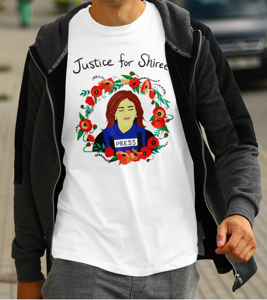 Justice For Shireen Press Floral Wreath T-Shirt
