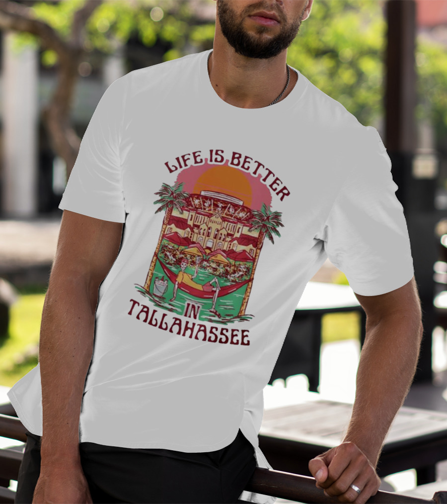 Life Is Better In Tallahassee Skeleton Hammock Scene T-Shirt