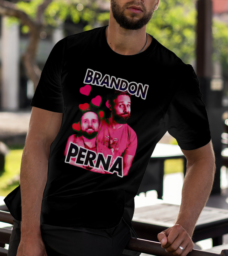 Brandon Perna Heart Icons Red Shirt Pose T-Shirt