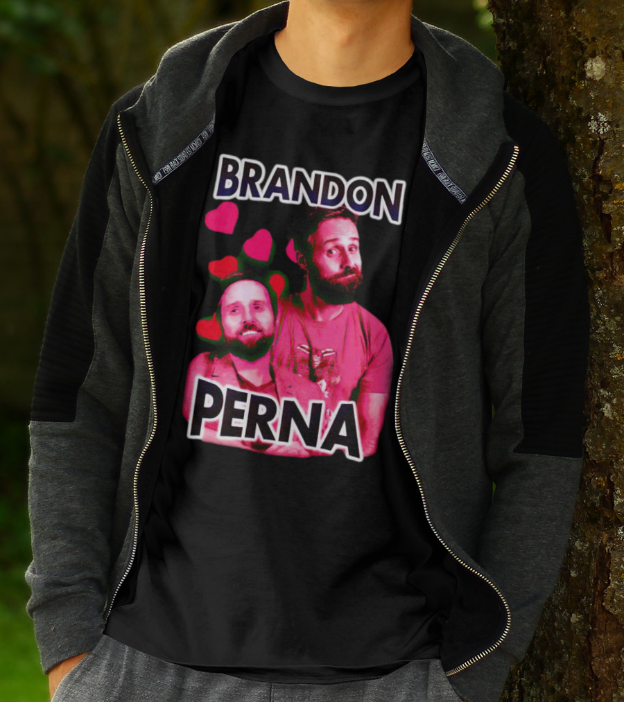 Brandon Perna Heart Icons Red Shirt Pose T-Shirt