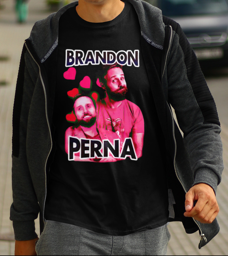 Brandon Perna Heart Icons Red Shirt Pose T-Shirt