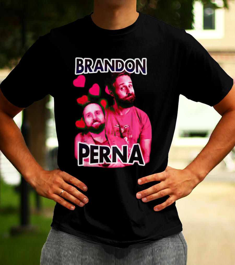 Brandon Perna Heart Icons Red Shirt Pose T-Shirt