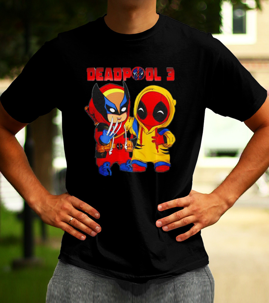 Deadpool 3 Wolverine And Deadpool Cartoon Characters T-Shirt