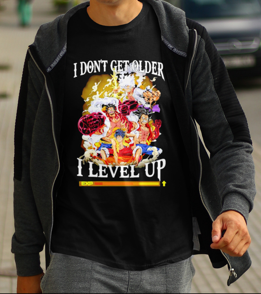 I Don't Get Older I Level Up EXP One Piece Characters T-Shirt