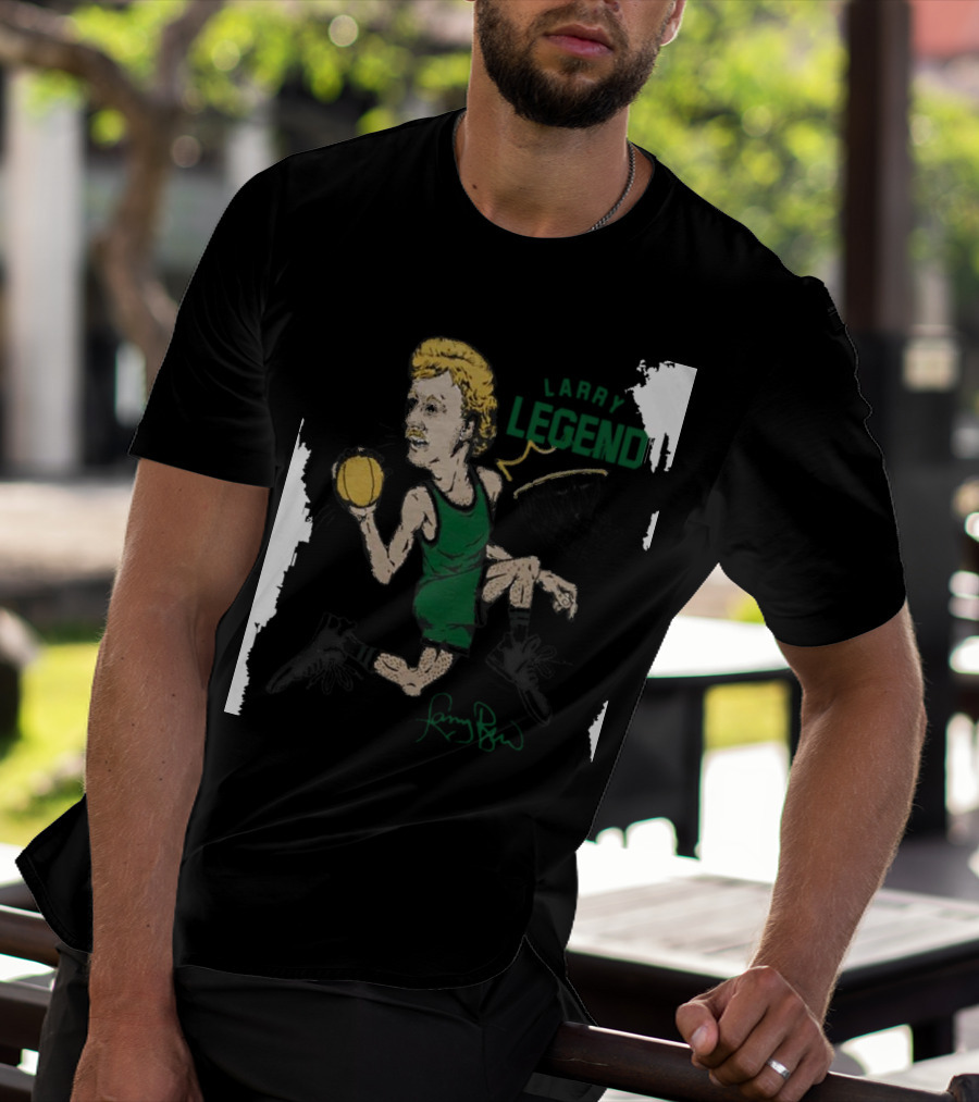 Dave Portnoy Wearing Larry Legend Basketball Art With Larry Bird Signature T-Shirt