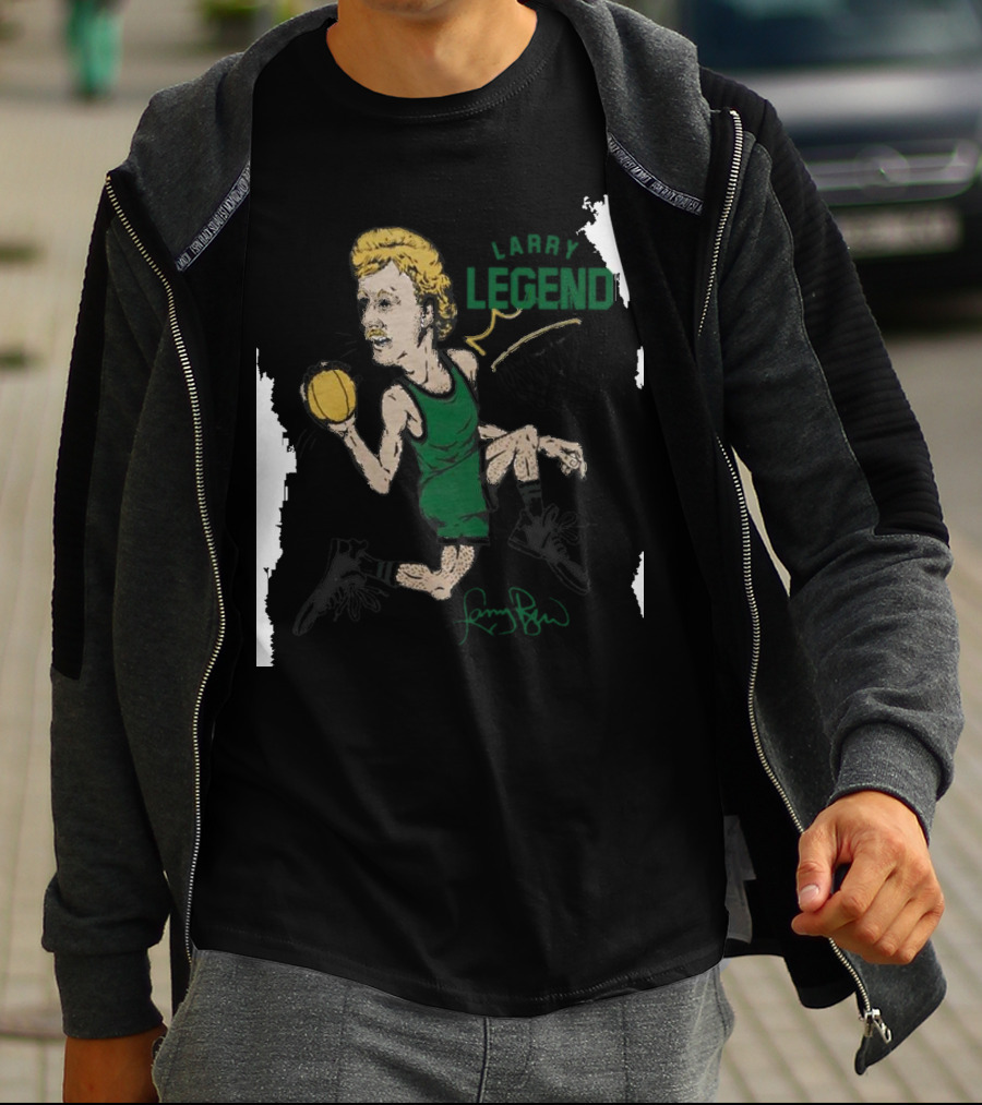 Dave Portnoy Wearing Larry Legend Basketball Art With Larry Bird Signature T-Shirt