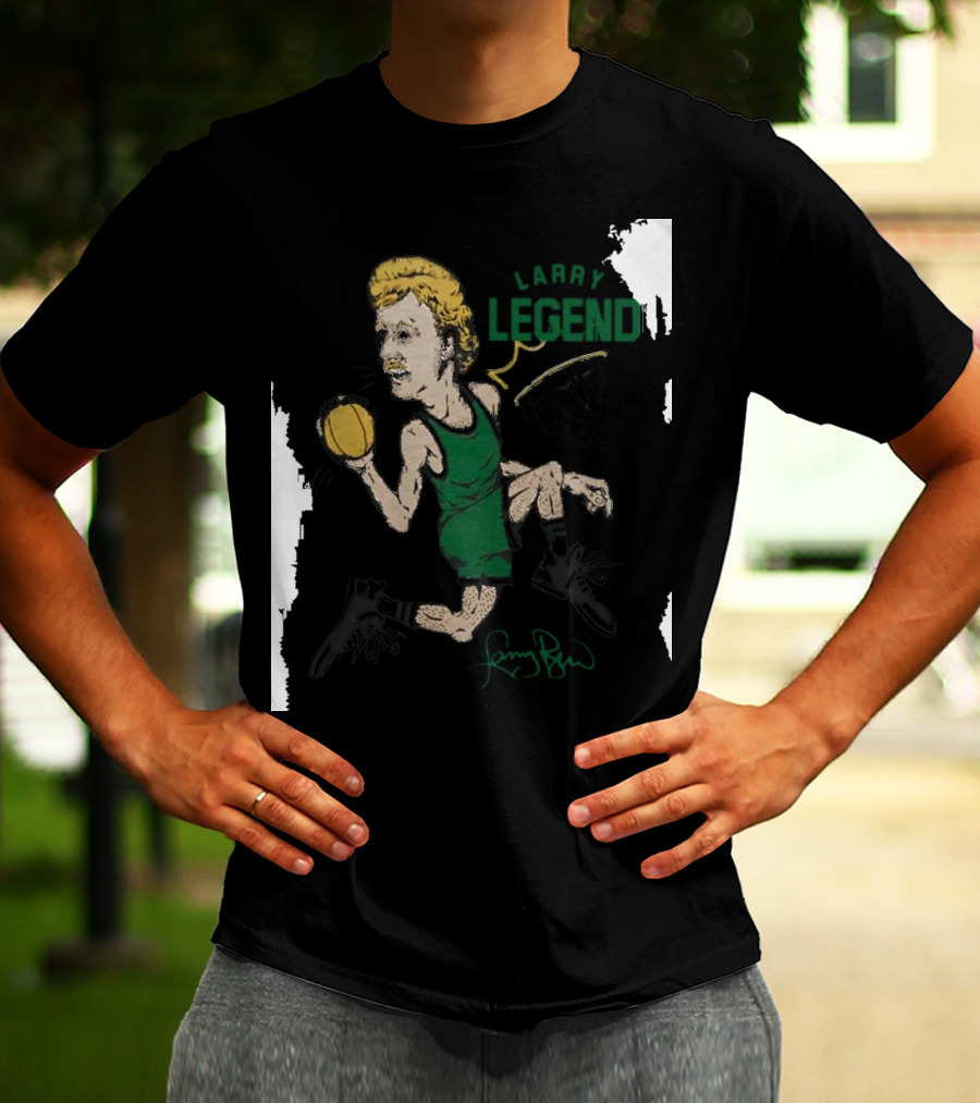 Dave Portnoy Wearing Larry Legend Basketball Art With Larry Bird Signature T-Shirt
