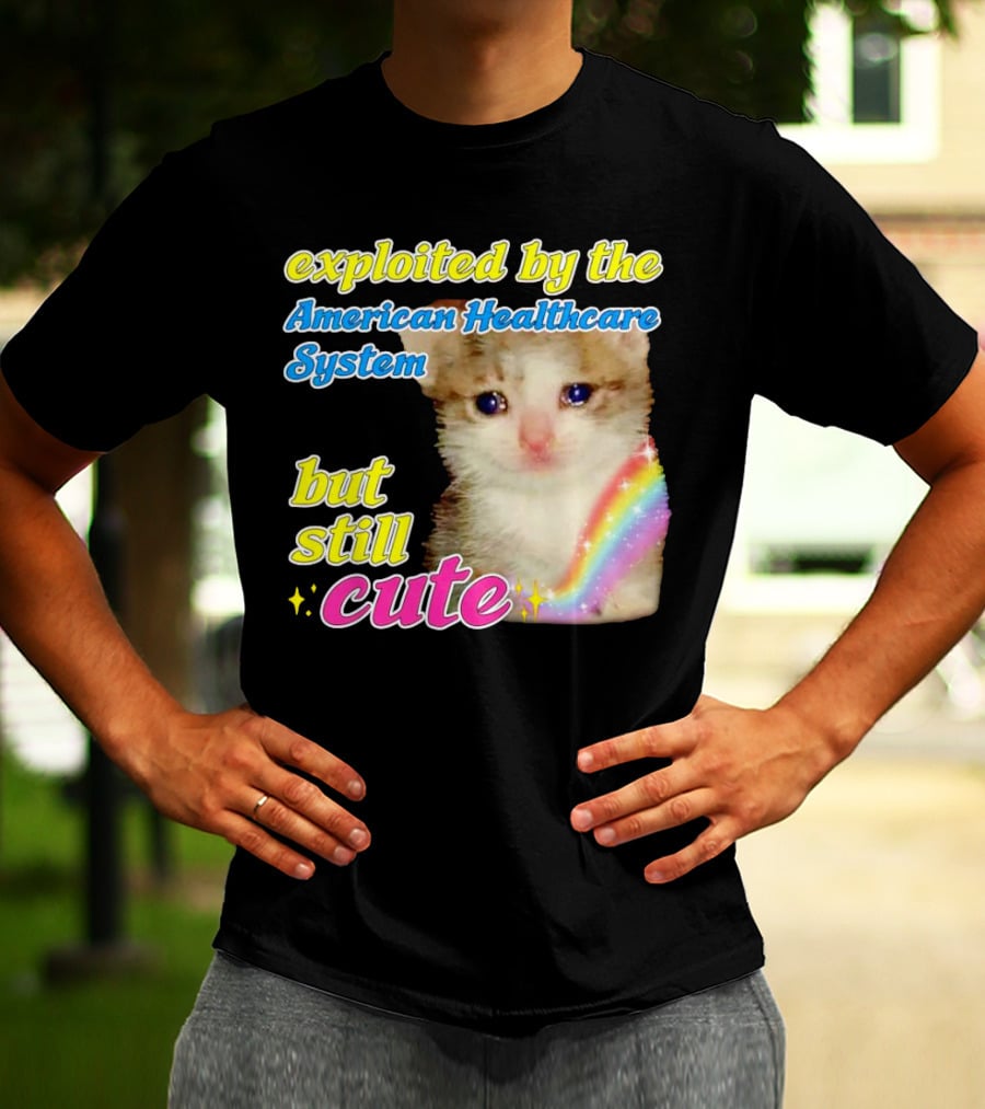 Exploited By The American Healthcare System But Still Cute With Rainbow Kitten T-Shirt