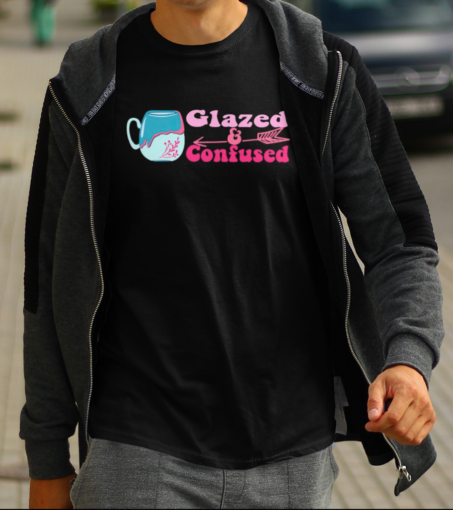 Glazed And Confused Mug With Pink And Blue Arrow T-Shirt