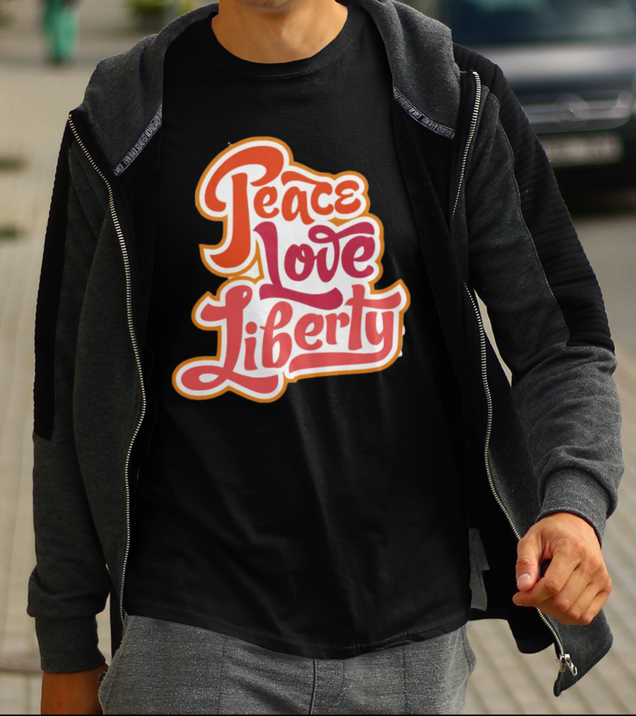 Peace Love Liberty Vintage Groovy Typography T-Shirt