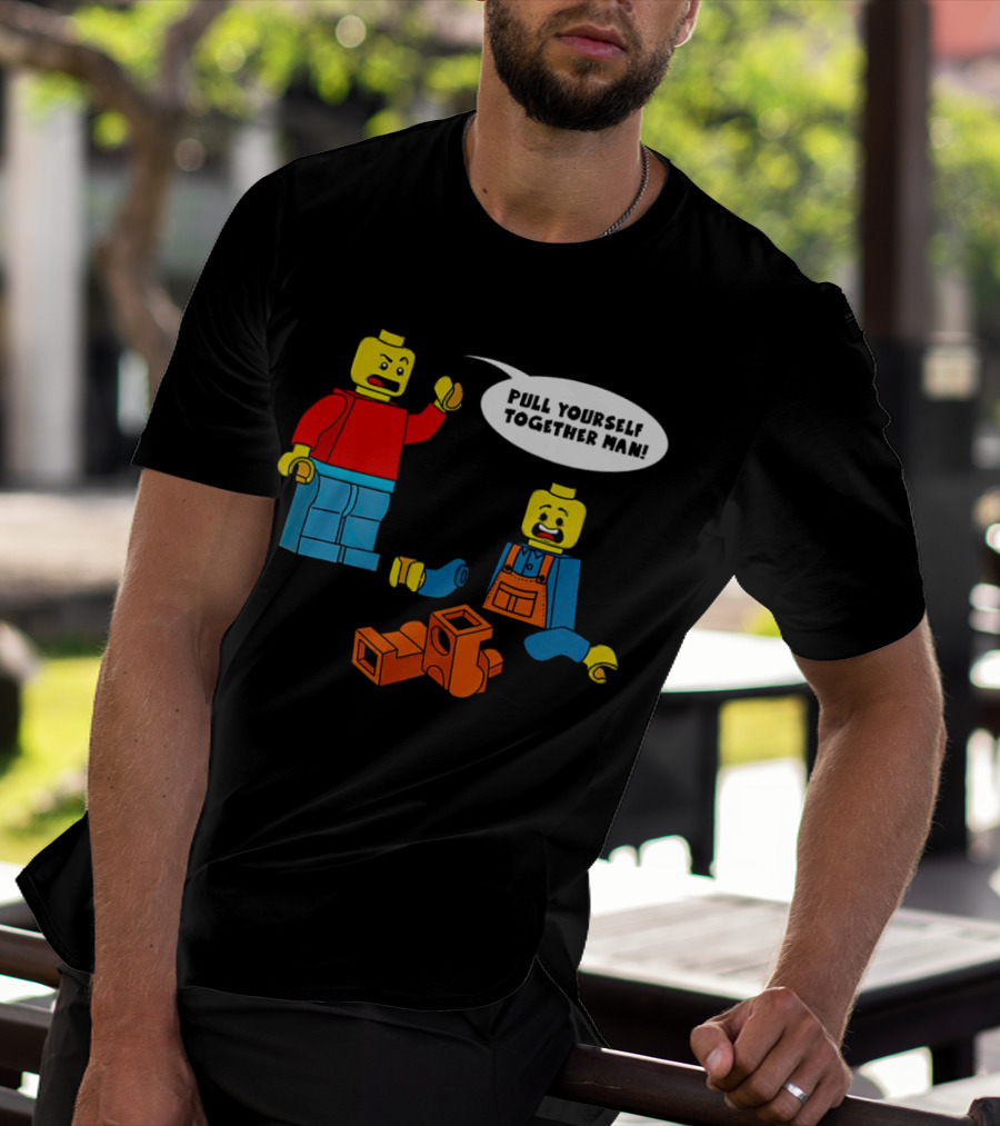LEGO Figures Pull Yourself Together Man Speech Bubble Playful Scene T-Shirt