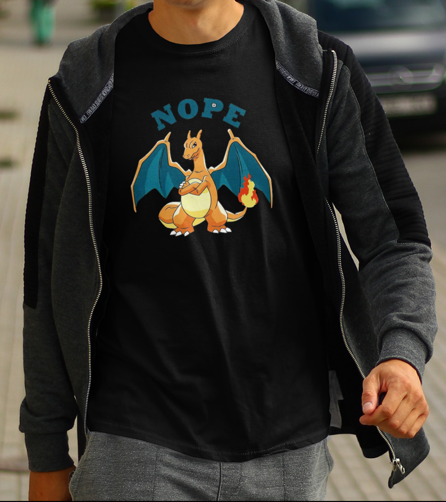 Charizard Pokemon Nope Meme Flame Dragon T-Shirt